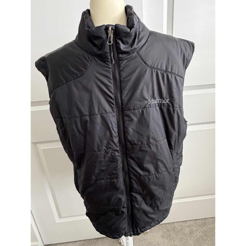 Marmot Mens Black Quilted Puffer Vest Fleece Lined M